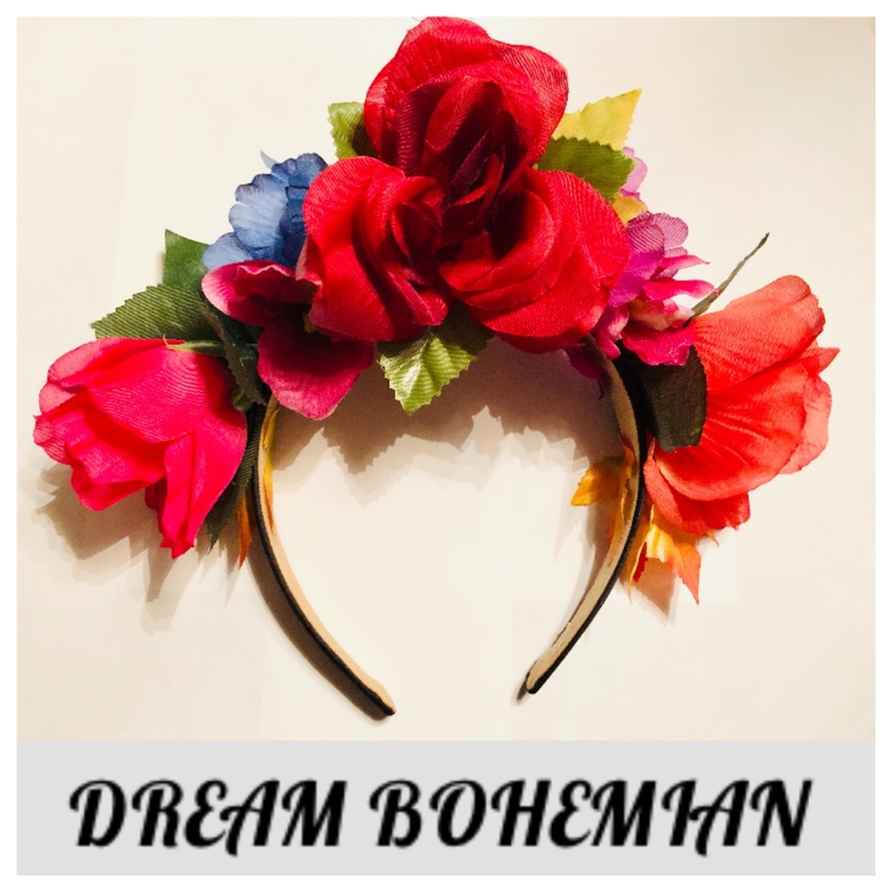 Colorful Prom Festival Party Birthday Cosplay Flower Crowns Handmade - Picture 9 of 10